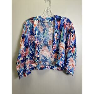 Soft Surroundings Cardigan‎ Nani Topper Womens Large Watercolor Open Front Sheer